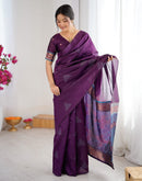 Dark Purple Silk Woven Saree