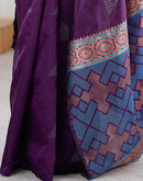 Dark Purple Silk Woven Saree