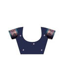 Navy Blue Silk Woven Saree
