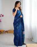 Navy Blue Silk Woven Saree