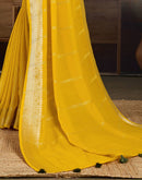 Yellow Chiffon Woven Saree