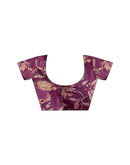 Violet Chiffon Woven Zari Stripe Saree