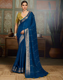 Blue Chiffon Woven Zari Stripe Saree