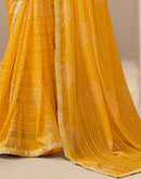 Yellow Georgette Printed Bandhani Saree