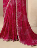 Rani Pink Georgette Printed Bandhani Saree