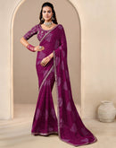 Wine Georgette Printed Bandhani Saree