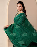 Green Georgette Printed Bandhani Saree