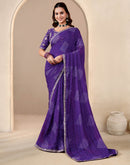 Violet Georgette Printed Bandhani Saree