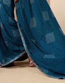 Rama Blue Georgette Printed Bandhani Saree