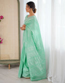 Mint Green Silk Woven Saree