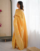 Yellow Silk Woven Saree