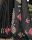 Black Cotton Printed Saree
