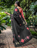 Black Cotton Printed Saree