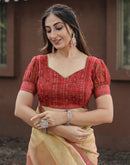 Pink Cotton Floral Printed Saree