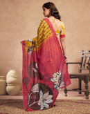Yellow Chanderi Cotton Floral Printed Saree