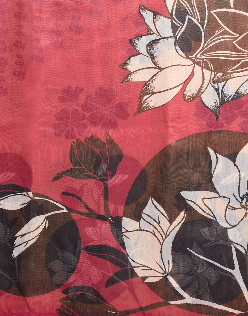 Yellow Chanderi Cotton Floral Printed Saree