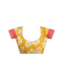 Yellow Chanderi Cotton Floral Printed Saree