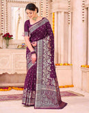 Dark Purple Silk Woven Saree