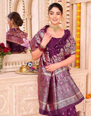 Dark Purple Silk Woven Saree