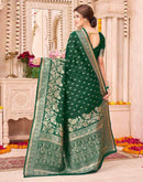 Dark Green Silk Woven Saree