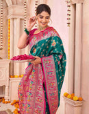 Teal Green Silk Woven Saree