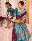 Purple Silk Woven Saree