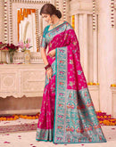 Dark Pink Silk Woven Saree