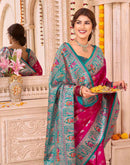 Dark Pink Silk Woven Saree
