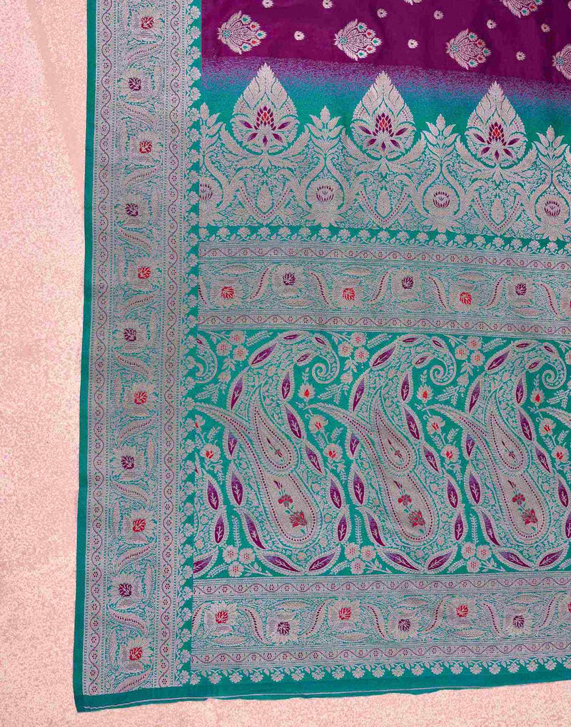 Wine Silk Woven Saree