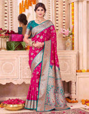 Rani Pink Silk Woven Saree