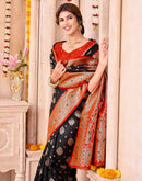 Black Silk Woven Saree