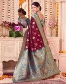 Maroon Silk Woven Saree