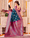 Peacock Blue Silk Woven Saree