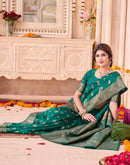 Teal Green Silk Woven Saree