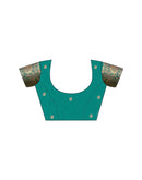 Teal Green Silk Woven Saree