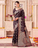 Coffee Brown Silk Woven Saree