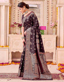 Coffee Brown Silk Woven Saree