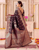 Coffee Brown Silk Woven Saree