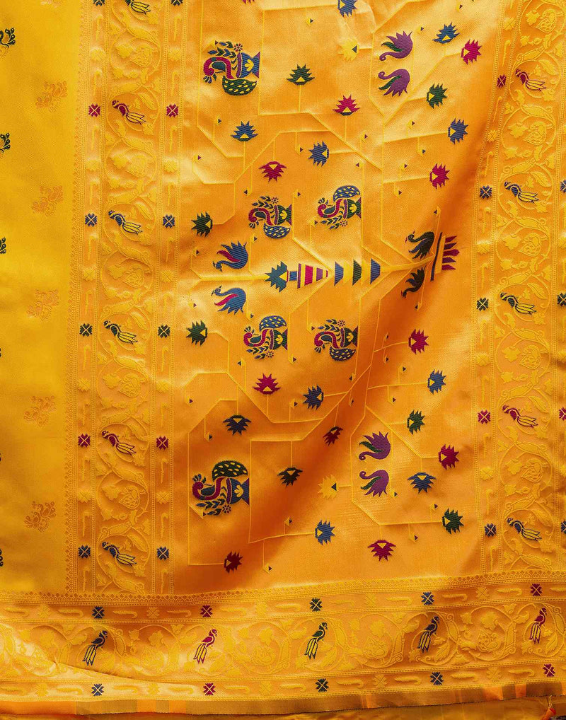 Yellow Silk Woven Paithani Saree