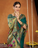 Rama Blue Silk Woven Paithani Saree