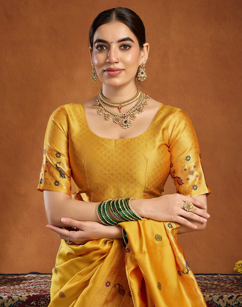 Yellow Silk Woven Paithani Saree