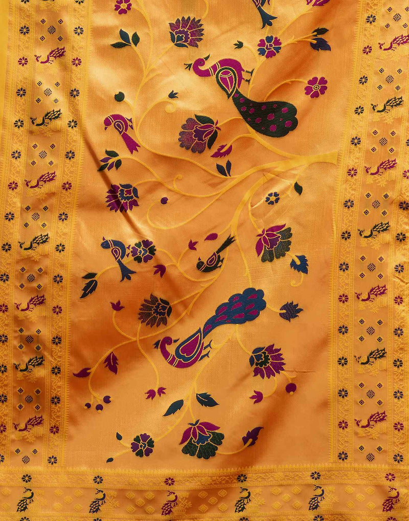 Yellow Silk Woven Paithani Saree