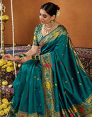 Rama Blue Silk Woven Paithani Saree