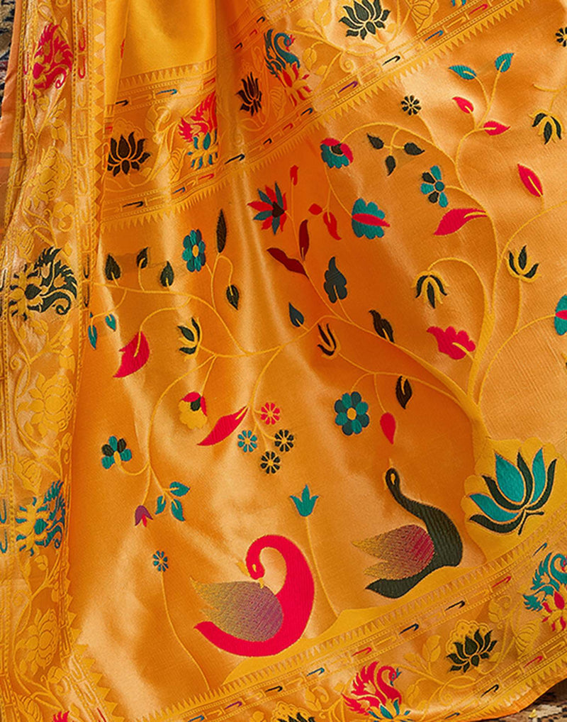 Yellow Silk Woven Paithani Saree