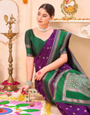 Dark Purple Silk Woven Banarasi Saree