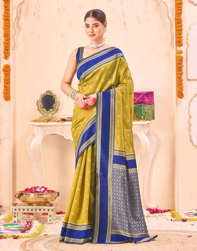 Yellow Silk Woven Banarasi Saree