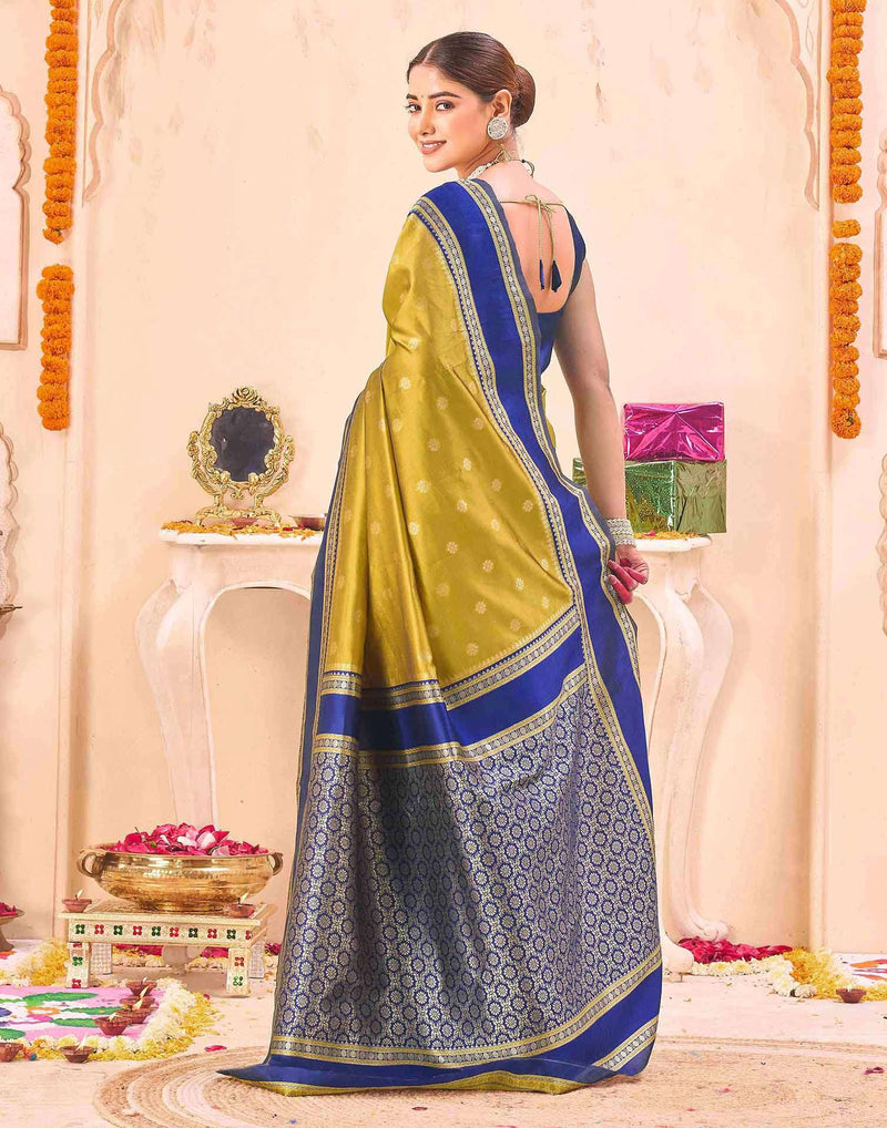 Yellow Silk Woven Banarasi Saree