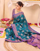 Blue Silk Woven Banarasi Saree