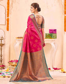 Pink Silk Woven Banarasi Saree
