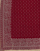Dark Red Silk Embroidery Embellished Saree